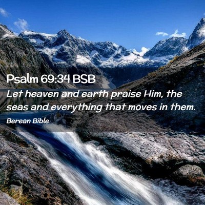 Picture 02 - Psalm 69:34 BSB - Let heaven and earth praise Him, the seas and - Bible Verse Picture