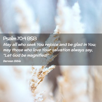 Picture 02 - Psalm 70:4 BSB - May all who seek You rejoice and be glad in You; - Bible Verse Picture