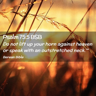 Picture 02 - Psalm 75:5 BSB - Do not lift up your horn against heaven or speak - Bible Verse Picture