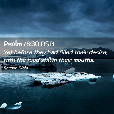 Picture 02 - Psalm 78:30 BSB - Yet before they had filled their desire, with the - Bible Verse Picture