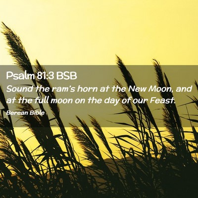 Picture 02 - Psalm 81:3 BSB - Sound the ram’s horn at the New Moon, and at - Bible Verse Picture