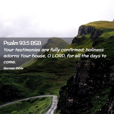 Picture 02 - Psalm 93:5 BSB - Your testimonies are fully confirmed; holiness - Bible Verse Picture