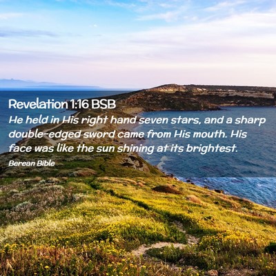 Picture 02 - Revelation 1:16 BSB - He held in His right hand seven stars, and a - Bible Verse Picture