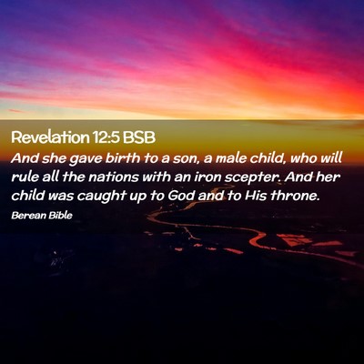 Picture 02 - Revelation 12:5 BSB - And she gave birth to a son, a male child, who - Bible Verse Picture