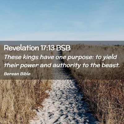 Picture 02 - Revelation 17:13 BSB - These kings have one purpose: to yield their - Bible Verse Picture