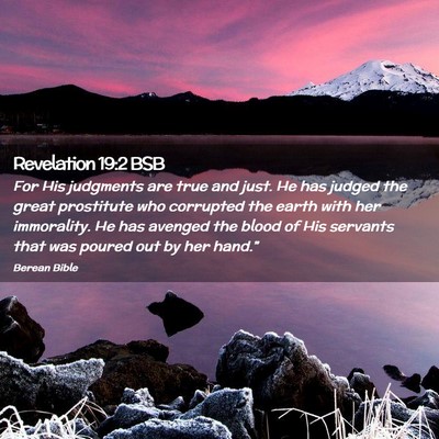 Picture 02 - Revelation 19:2 BSB - For His judgments are true and just. He has - Bible Verse Picture