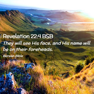 Picture 02 - Revelation 22:4 BSB - They will see His face, and His name will be on - Bible Verse Picture