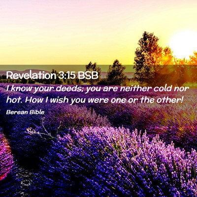 Picture 02 - Revelation 3:15 BSB - I know your deeds; you are neither cold nor hot. - Bible Verse Picture