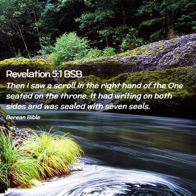 Picture 02 - Revelation 5:1 BSB - Then I saw a scroll in the right hand of the One - Bible Verse Picture