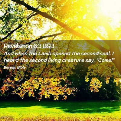 Picture 02 - Revelation 6:3 BSB - And when the Lamb opened the second seal, I heard - Bible Verse Picture