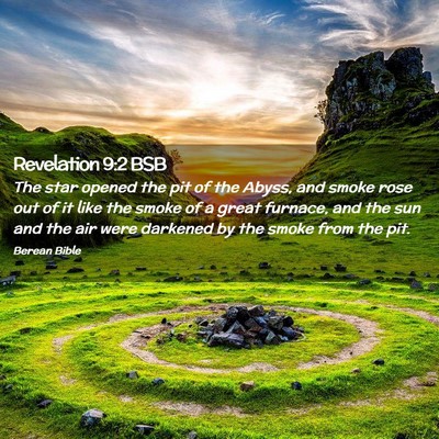 Picture 02 - Revelation 9:2 BSB - The star opened the pit of the Abyss, and smoke - Bible Verse Picture