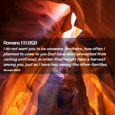 Picture 02 - Romans 1:13 BSB - I do not want you to be unaware, brothers, how - Bible Verse Picture