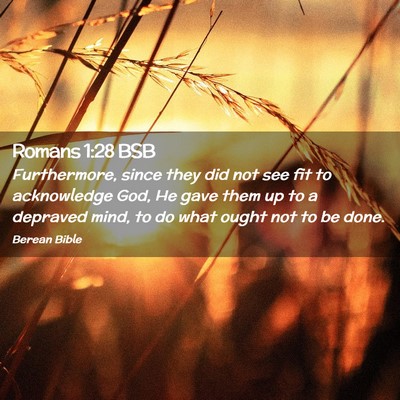 Picture 02 - Romans 1:28 BSB - Furthermore, since they did not see fit to - Bible Verse Picture
