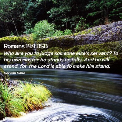 Picture 02 - Romans 14:4 BSB - Who are you to judge someone else’s servant? To - Bible Verse Picture