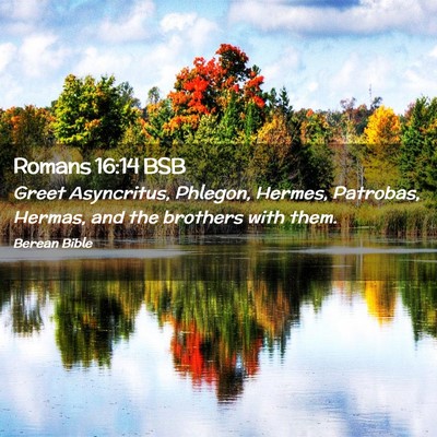 Picture 02 - Romans 16:14 BSB - Greet Asyncritus, Phlegon, Hermes, Patrobas, - Bible Verse Picture