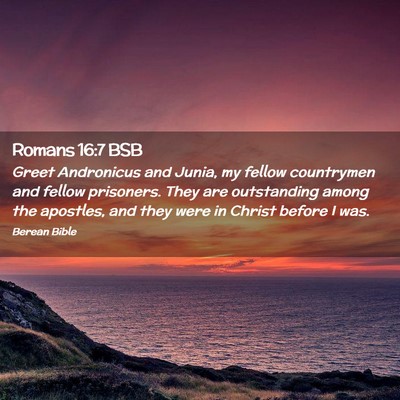 Picture 02 - Romans 16:7 BSB - Greet Andronicus and Junia, my fellow countrymen - Bible Verse Picture