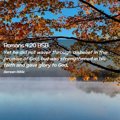 Picture 02 - Romans 4:20 BSB - Yet he did not waver through disbelief in the - Bible Verse Picture