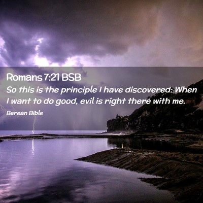 Picture 02 - Romans 7:21 BSB - So this is the principle I have discovered: When - Bible Verse Picture