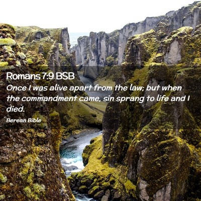 Picture 02 - Romans 7:9 BSB - Once I was alive apart from the law; but when the - Bible Verse Picture
