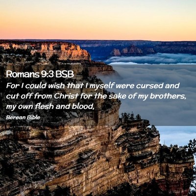 Picture 02 - Romans 9:3 BSB - For I could wish that I myself were cursed and - Bible Verse Picture