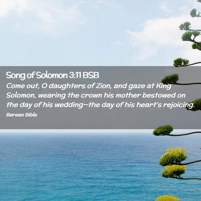 Picture 02 - Song of Solomon 3:11 BSB - Come out, O daughters of Zion, and gaze at King - Bible Verse Picture