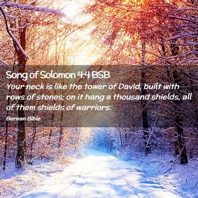 Picture 02 - Song of Solomon 4:4 BSB - Your neck is like the tower of David, built with - Bible Verse Picture