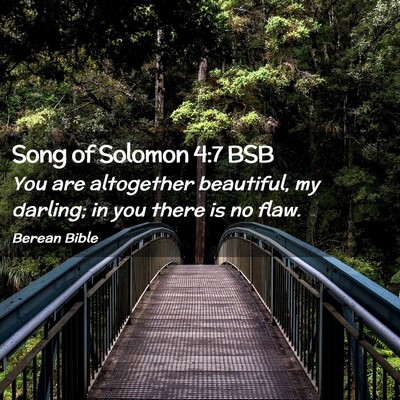 Picture 02 - Song of Solomon 4:7 BSB - You are altogether beautiful, my darling; in you - Bible Verse Picture