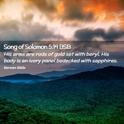 Picture 02 - Song of Solomon 5:14 BSB - His arms are rods of gold set with beryl. His - Bible Verse Picture
