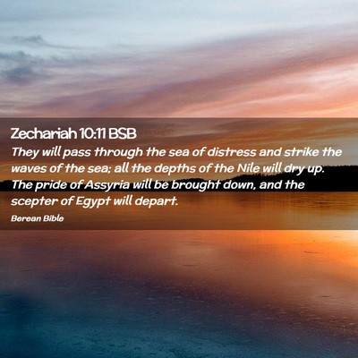 Picture 02 - Zechariah 10:11 BSB - They will pass through the sea of distress and - Bible Verse Picture