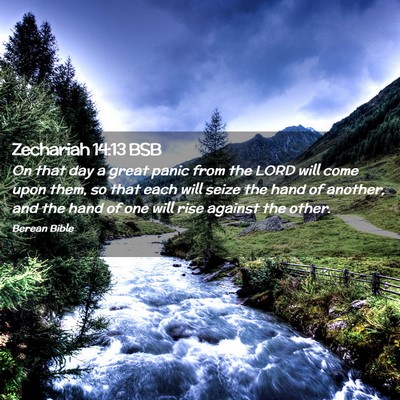 Picture 02 - Zechariah 14:13 BSB - On that day a great panic from the LORD will come - Bible Verse Picture