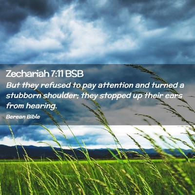 Picture 02 - Zechariah 7:11 BSB - But they refused to pay attention and turned a - Bible Verse Picture