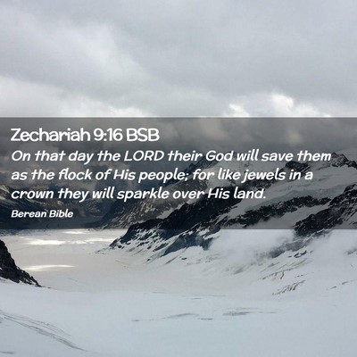 Picture 02 - Zechariah 9:16 BSB - On that day the LORD their God will save them as - Bible Verse Picture
