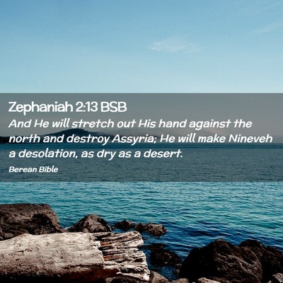 Picture 02 - Zephaniah 2:13 BSB - And He will stretch out His hand against the - Bible Verse Picture