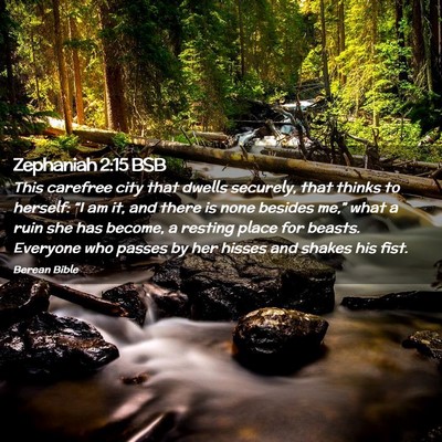 Picture 02 - Zephaniah 2:15 BSB - This carefree city that dwells securely, that - Bible Verse Picture