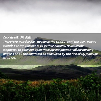 Picture 02 - Zephaniah 3:8 BSB - Therefore wait for Me,” declares the LORD, - Bible Verse Picture