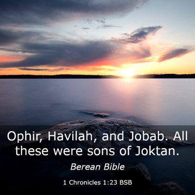 Picture 03 - 1 Chronicles 1:23 BSB - Ophir, Havilah, and Jobab. All these were sons of - Bible Verse Picture