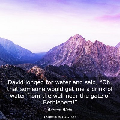 Picture 03 - 1 Chronicles 11:17 BSB - David longed for water and said, “Oh, that - Bible Verse Picture