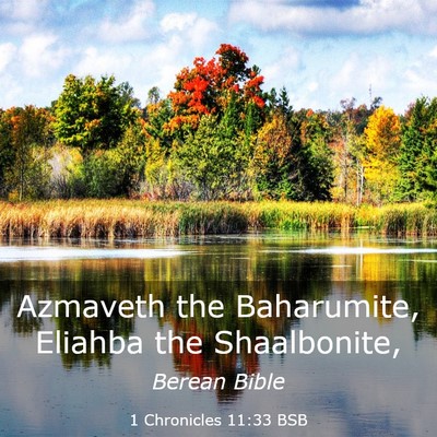 Picture 03 - 1 Chronicles 11:33 BSB - Azmaveth the Baharumite, Eliahba the - Bible Verse Picture