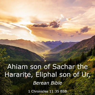 Picture 03 - 1 Chronicles 11:35 BSB - Ahiam son of Sachar the Hararite, Eliphal son of - Bible Verse Picture