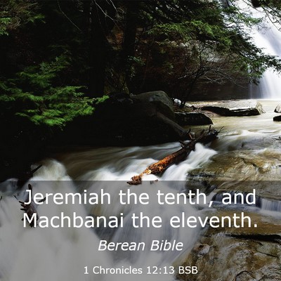 Picture 03 - 1 Chronicles 12:13 BSB - Jeremiah the tenth, and Machbanai the - Bible Verse Picture