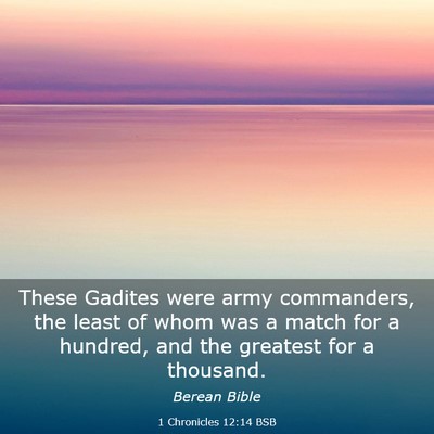 Picture 03 - 1 Chronicles 12:14 BSB - These Gadites were army commanders, the least of - Bible Verse Picture