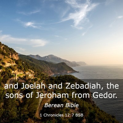 Picture 03 - 1 Chronicles 12:7 BSB - and Joelah and Zebadiah, the sons of Jeroham from - Bible Verse Picture