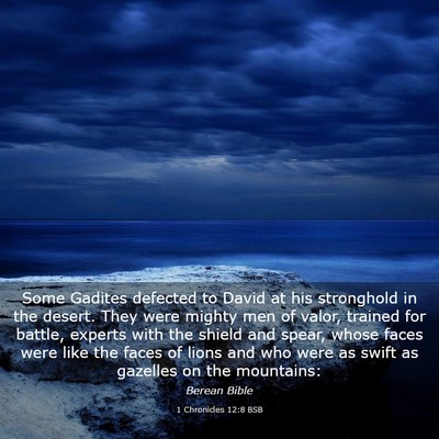 Picture 03 - 1 Chronicles 12:8 BSB - Some Gadites defected to David at his stronghold - Bible Verse Picture