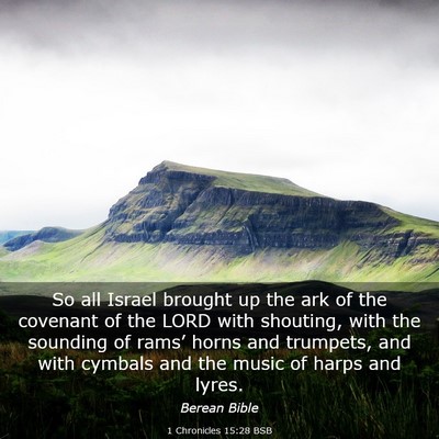 Picture 03 - 1 Chronicles 15:28 BSB - So all Israel brought up the ark of the covenant - Bible Verse Picture