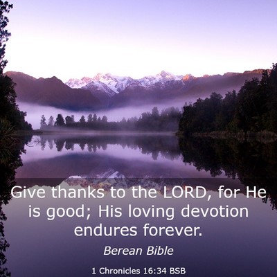 Picture 03 - 1 Chronicles 16:34 BSB - Give thanks to the LORD, for He is good; His - Bible Verse Picture