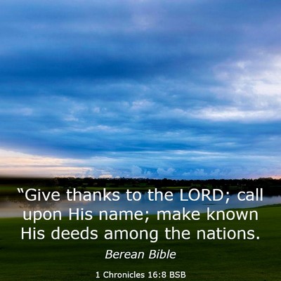Picture 03 - 1 Chronicles 16:8 BSB - “Give thanks to the LORD; call upon His name; - Bible Verse Picture