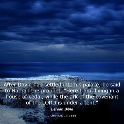 Picture 03 - 1 Chronicles 17:1 BSB - After David had settled into his palace, he said - Bible Verse Picture