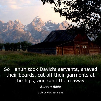 Picture 03 - 1 Chronicles 19:4 BSB - So Hanun took David’s servants, shaved their - Bible Verse Picture