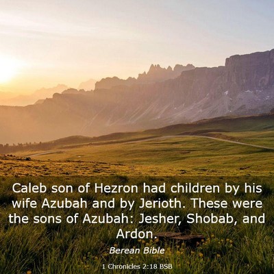Picture 03 - 1 Chronicles 2:18 BSB - Caleb son of Hezron had children by his wife - Bible Verse Picture