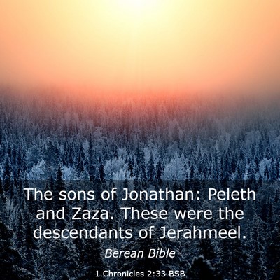 Picture 03 - 1 Chronicles 2:33 BSB - The sons of Jonathan: Peleth and Zaza. These were - Bible Verse Picture